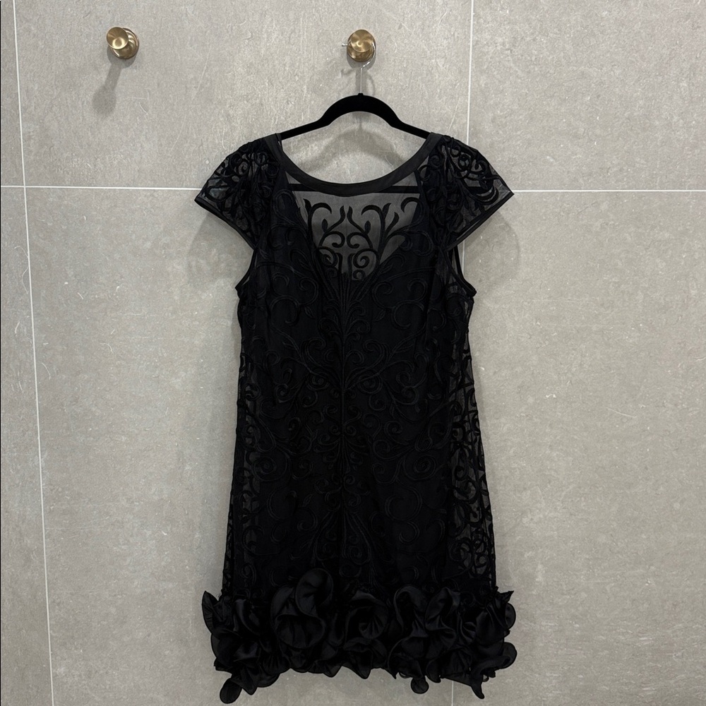 Guess Black Embroidered Mesh Cocktail Dress